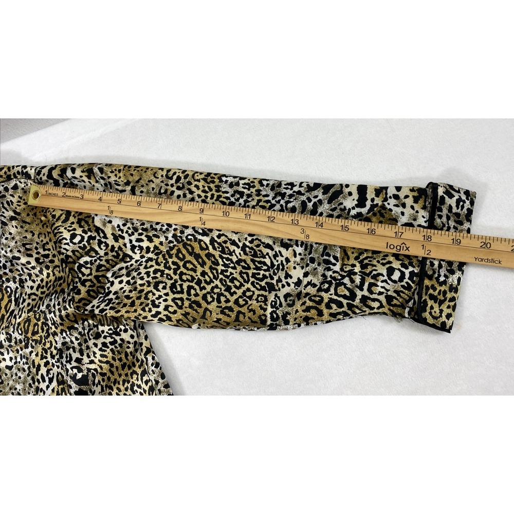 Secret‎ Treasures Pajama Set Womens Medium Satin Animal Print Top Black Bottoms - Picture 7 of 15